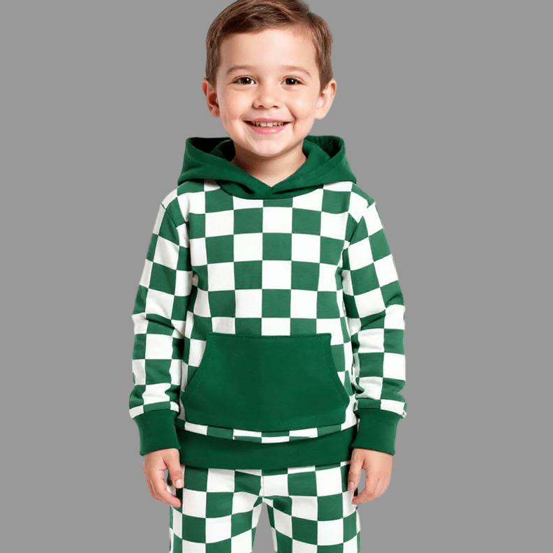 Alpine Green Checker Hooded Jogger Set