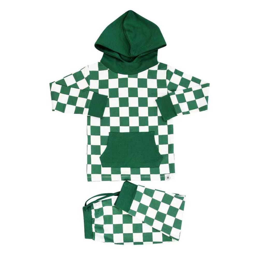 Alpine Green Checker Hooded Jogger Set