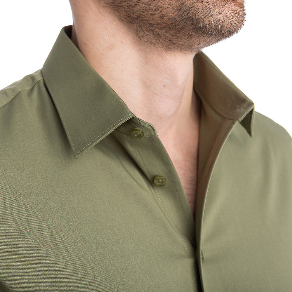 goTIELESS Ultimate Dress Shirt (Army Green) Million Dollar Collar