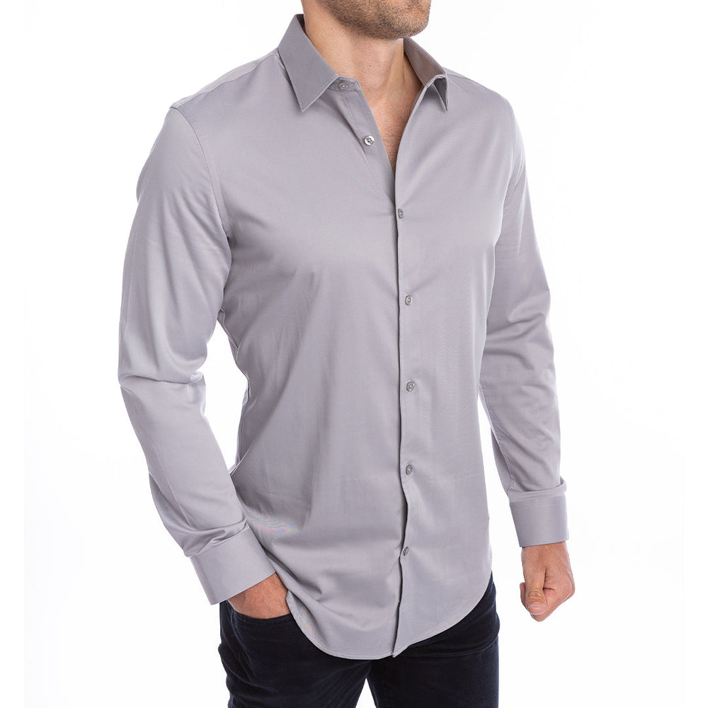 goTIELESS Ultimate Dress Shirt (Light Grey) Million Dollar Collar