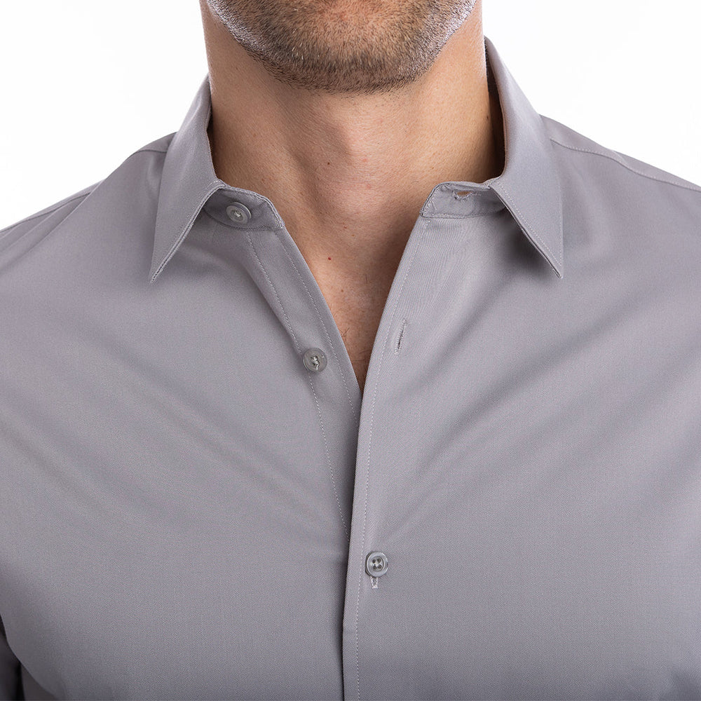 goTIELESS Ultimate Dress Shirt (Light Grey) Million Dollar Collar