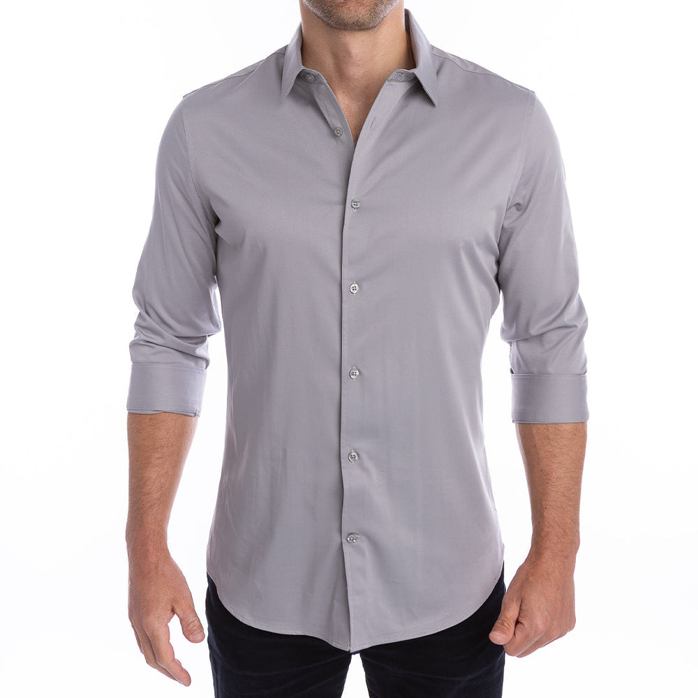 goTIELESS Ultimate Dress Shirt (Light Grey) Million Dollar Collar