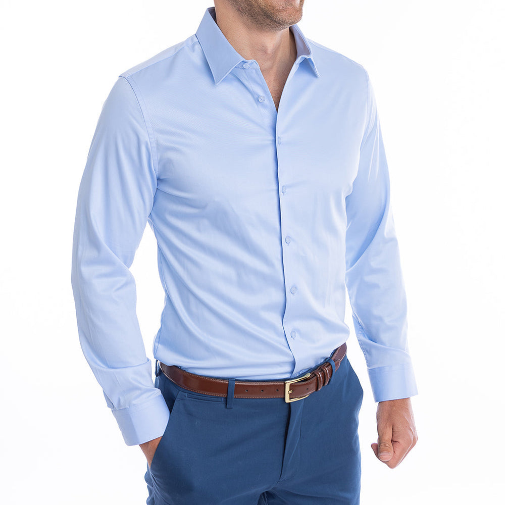 goTIELESS Ultimate Dress Shirt (Light Blue) Million Dollar Collar