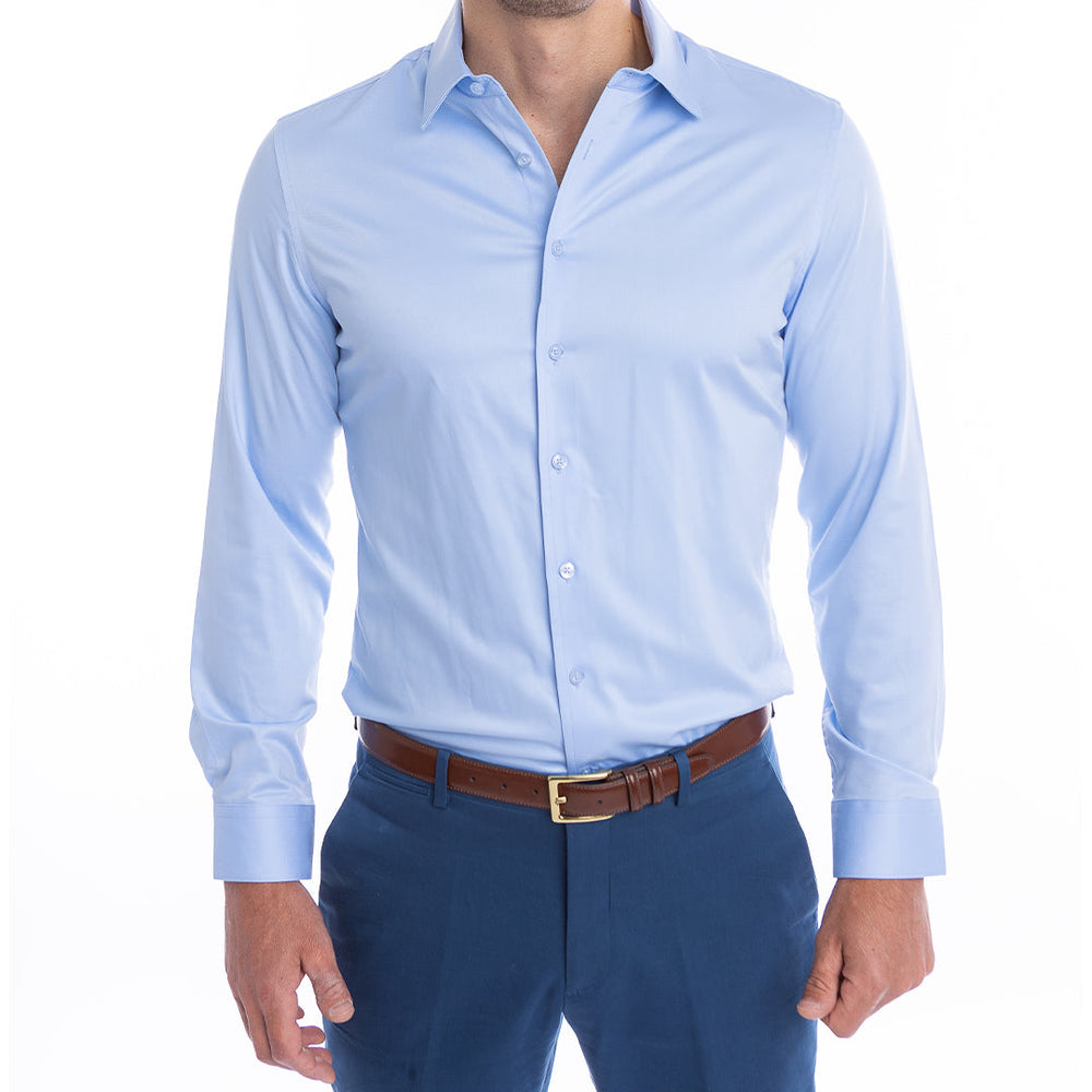 goTIELESS Ultimate Dress Shirt (Light Blue) Million Dollar Collar