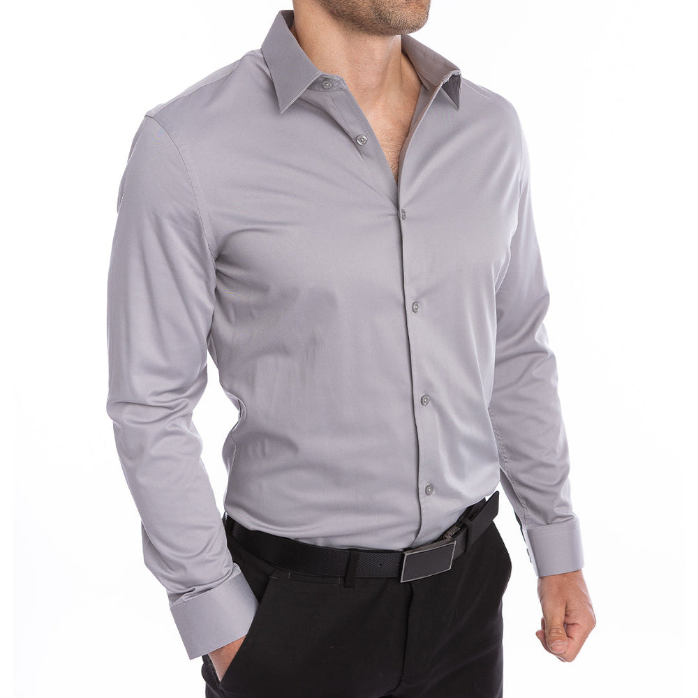 goTIELESS Ultimate Dress Shirt (Light Grey) Million Dollar Collar