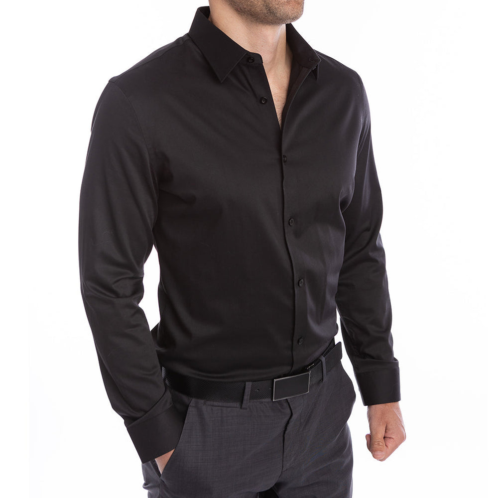 goTIELESS Ultimate Dress Shirt (Black) Million Dollar Collar
