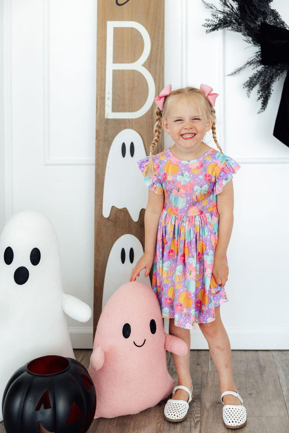 Autumn Sparkle Flutter Sleeve Twirl Dress