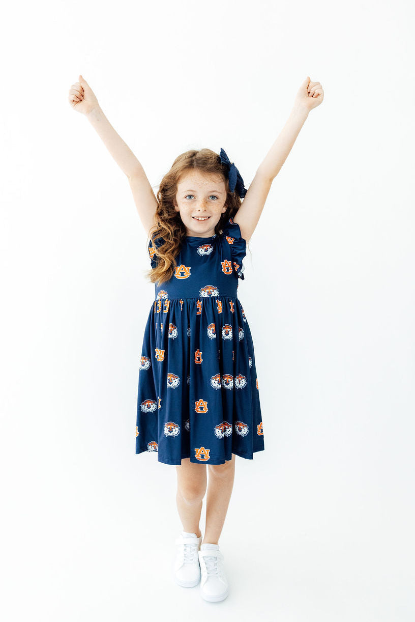 Auburn Blue Aubie Flutter Twirl Dress