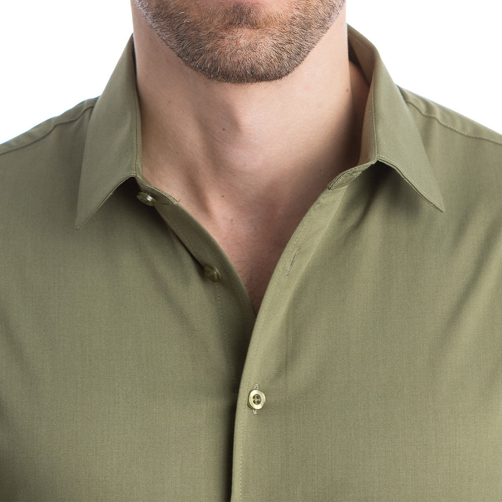 goTIELESS Ultimate Dress Shirt (Army Green) Million Dollar Collar