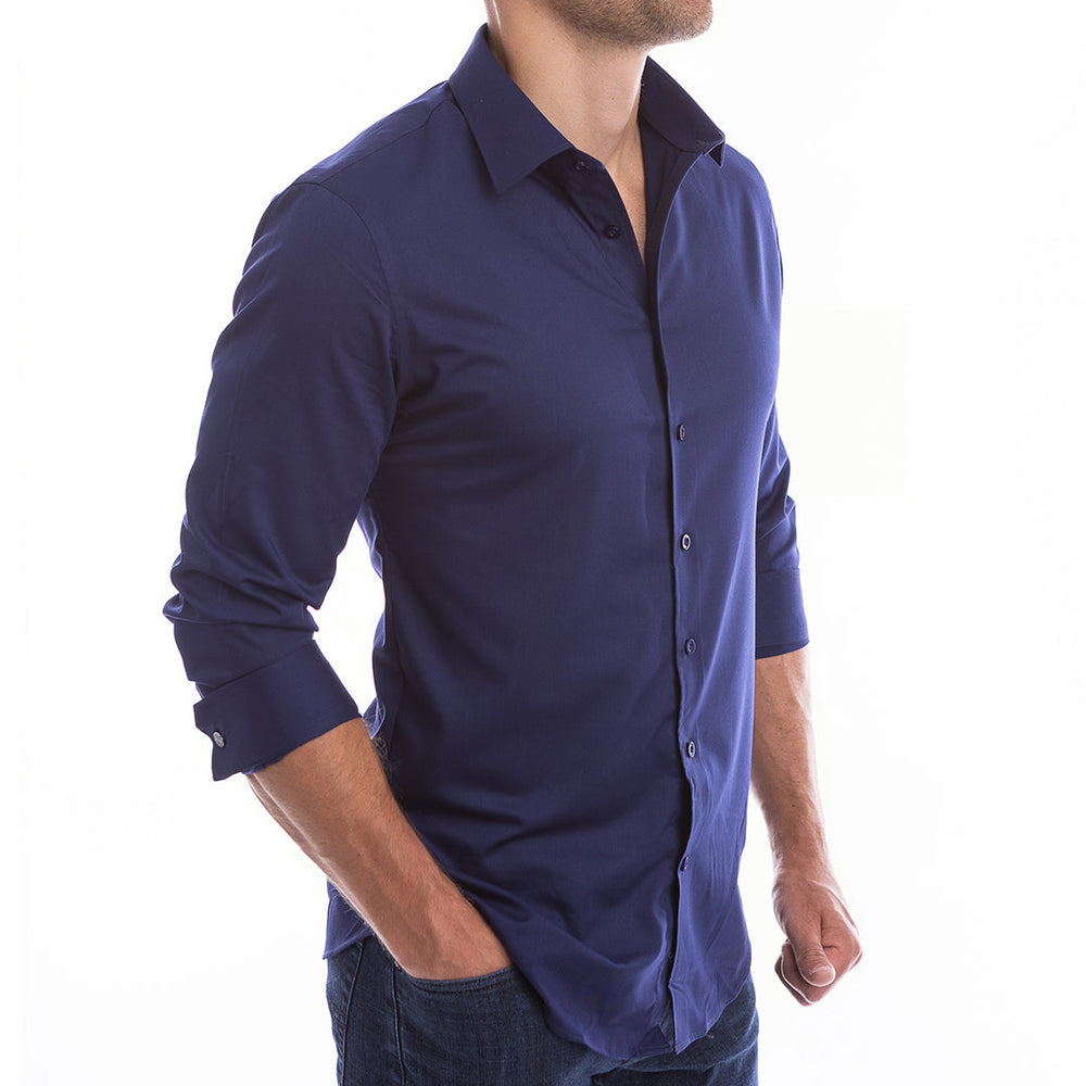 goTIELESS Ultimate Dress Shirt (Navy) Million Dollar Collar