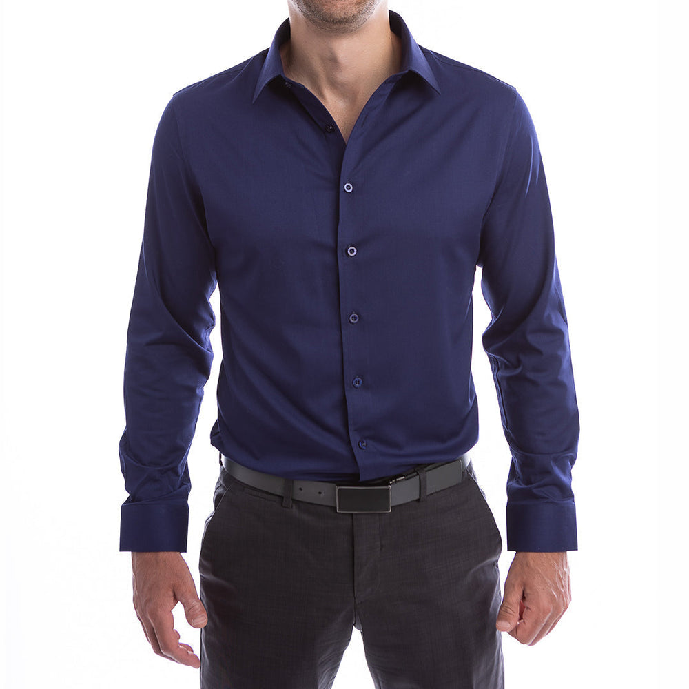 goTIELESS Ultimate Dress Shirt (Navy) Million Dollar Collar