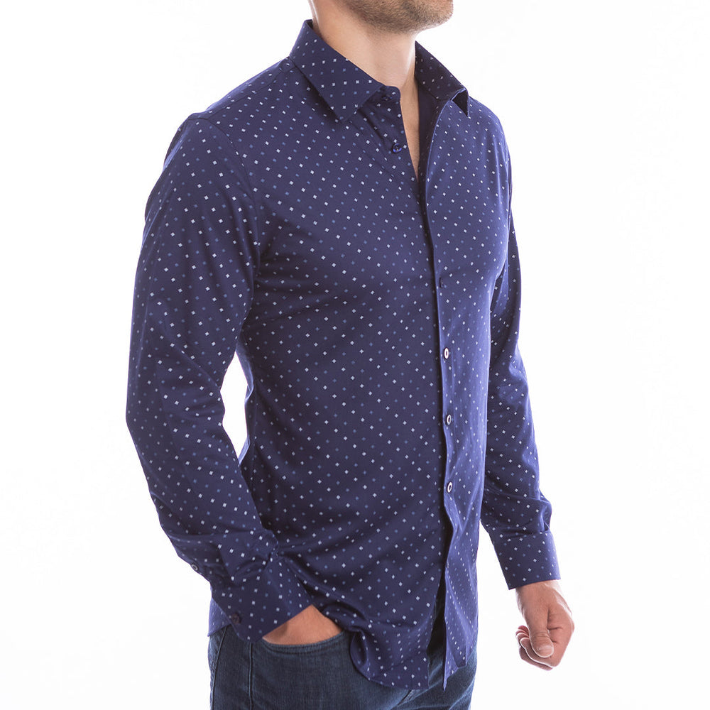 goTIELESS Ultimate Dress Shirt (Navy Polk-a-Dot) Million Dollar Collar