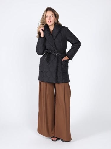 Quilted Lightweight front open belt Jackets