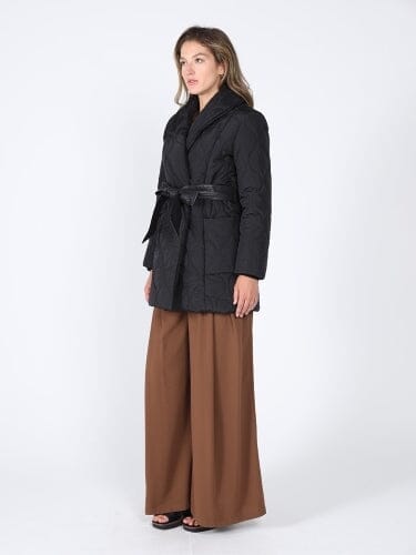 Quilted Lightweight front open belt Jackets