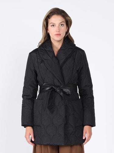 Quilted Lightweight front open belt Jackets