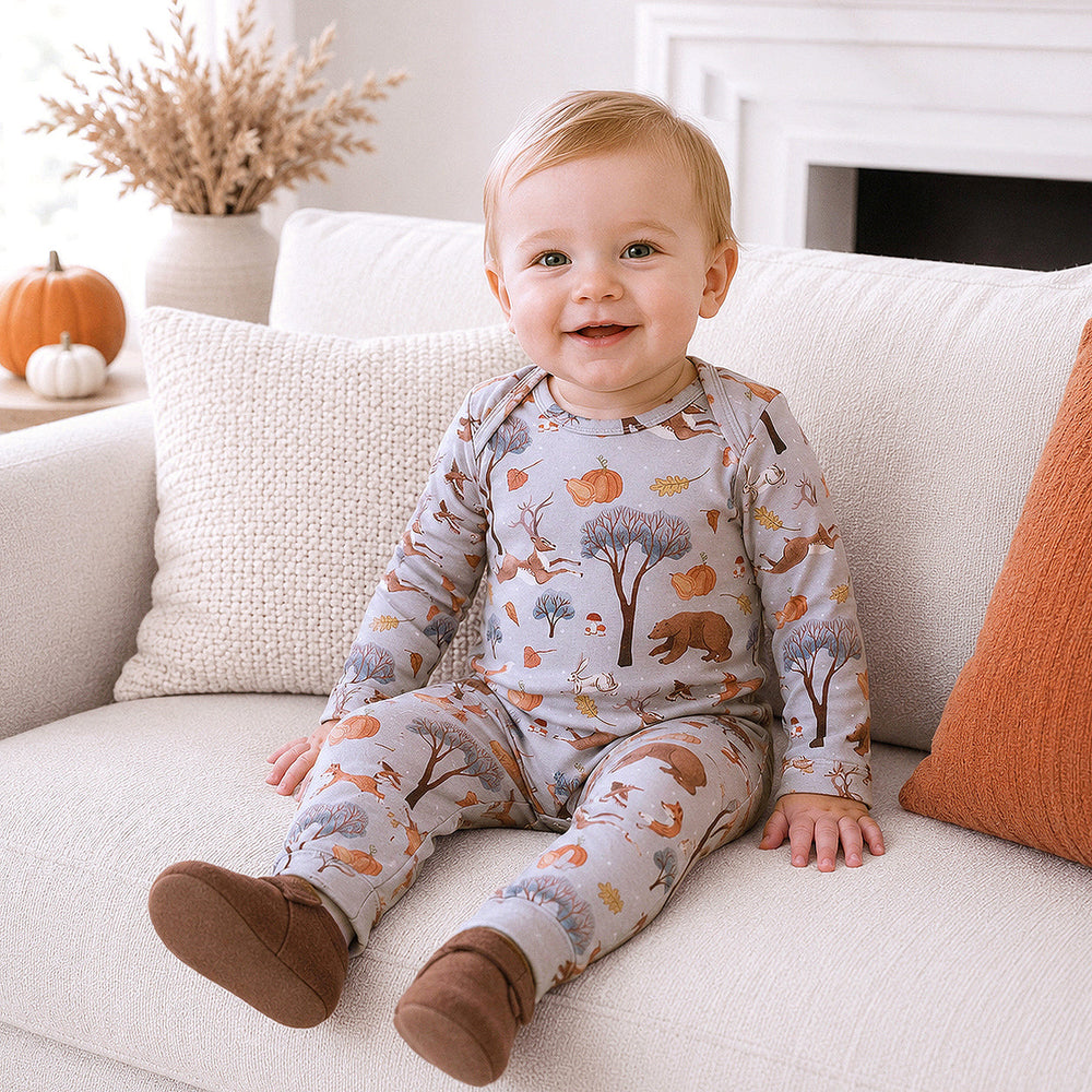 Forest Frolic Baby Romper - Soft Bamboo Fall Outfit Tesa Babe