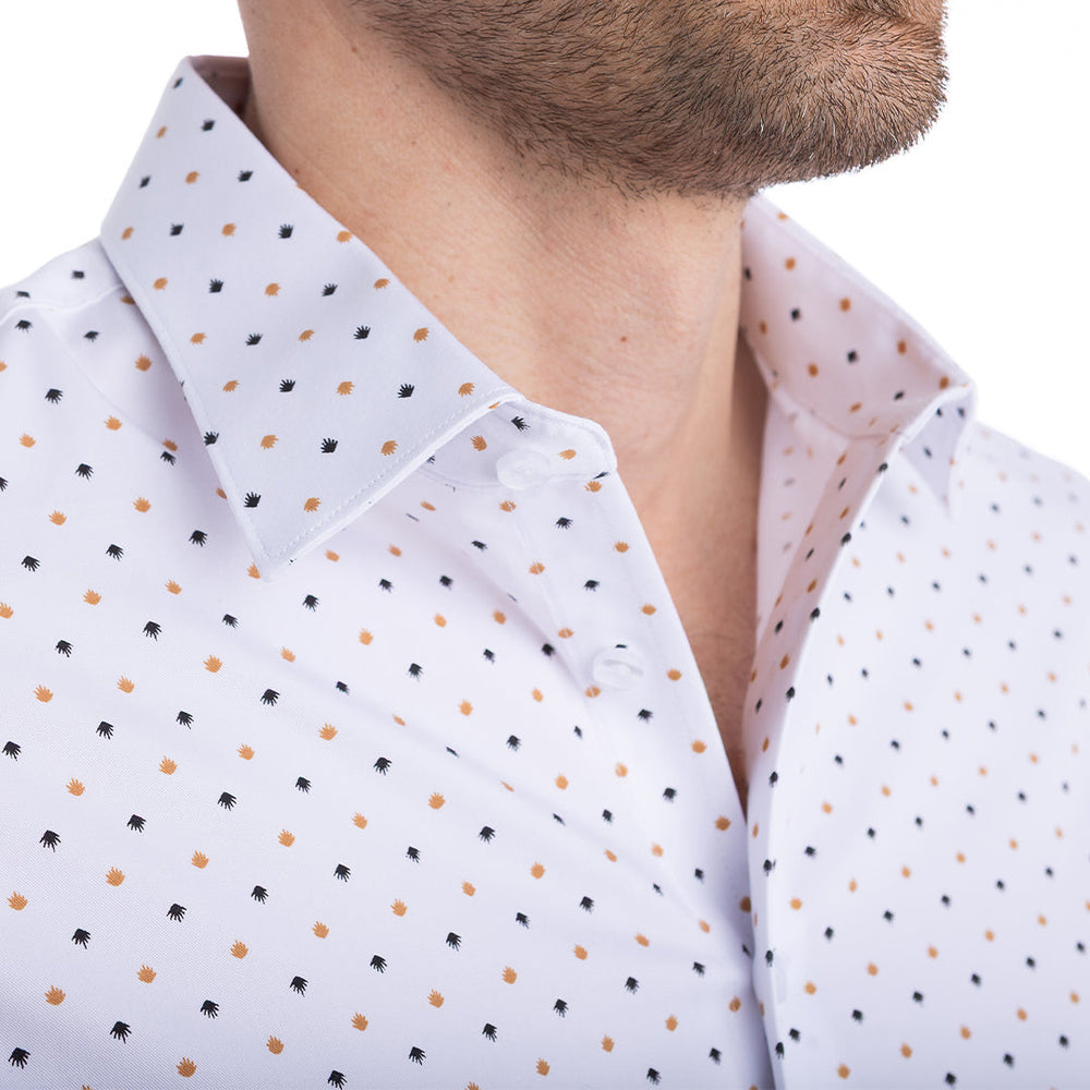 goTIELESS Ultimate Dress Shirt (White/Royal Palm) Million Dollar Collar