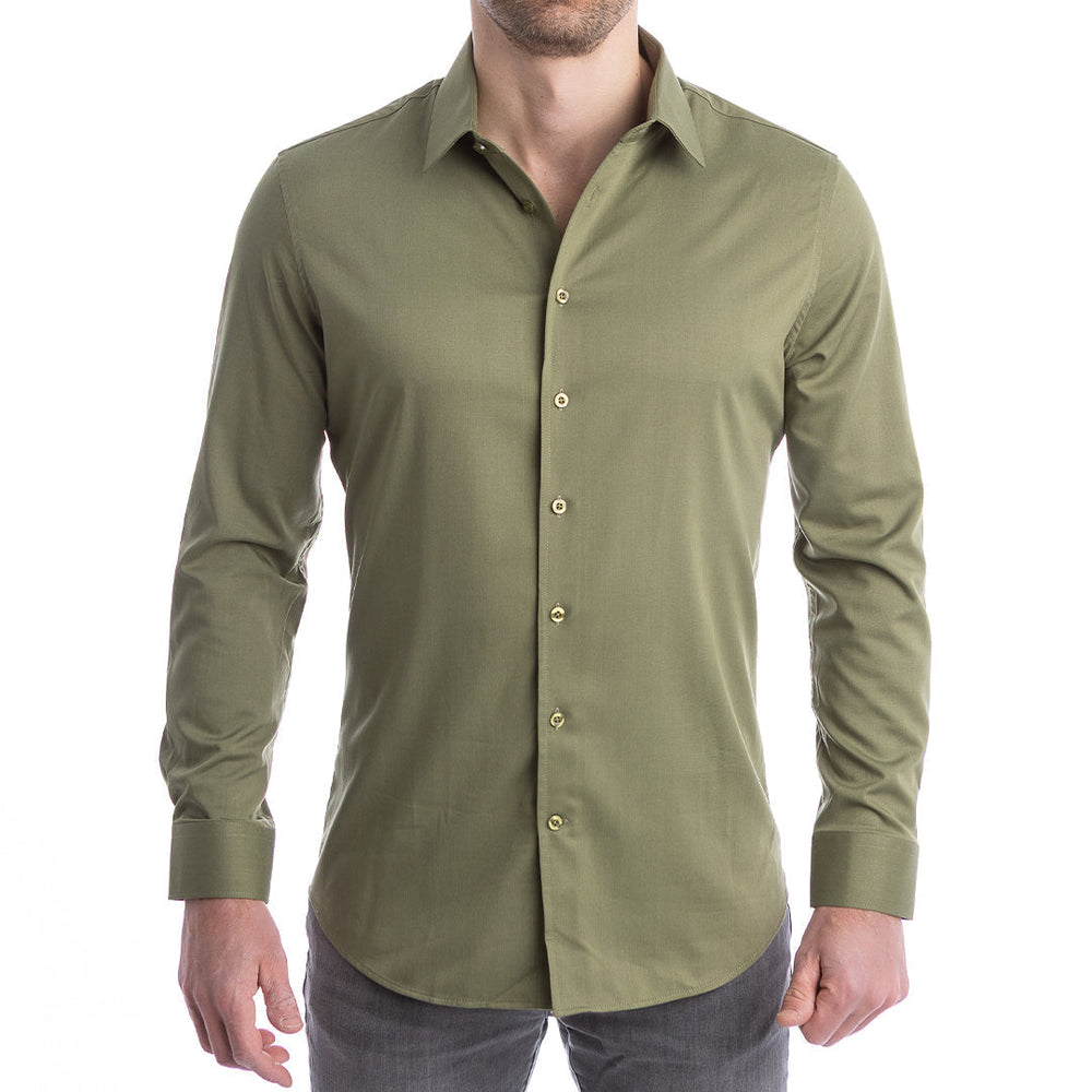 goTIELESS Ultimate Dress Shirt (Army Green) Million Dollar Collar