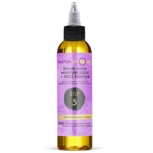 Étape 3 : Divine Shine Moisture Lock & Frizz Fighter (Pour boucles serrées)