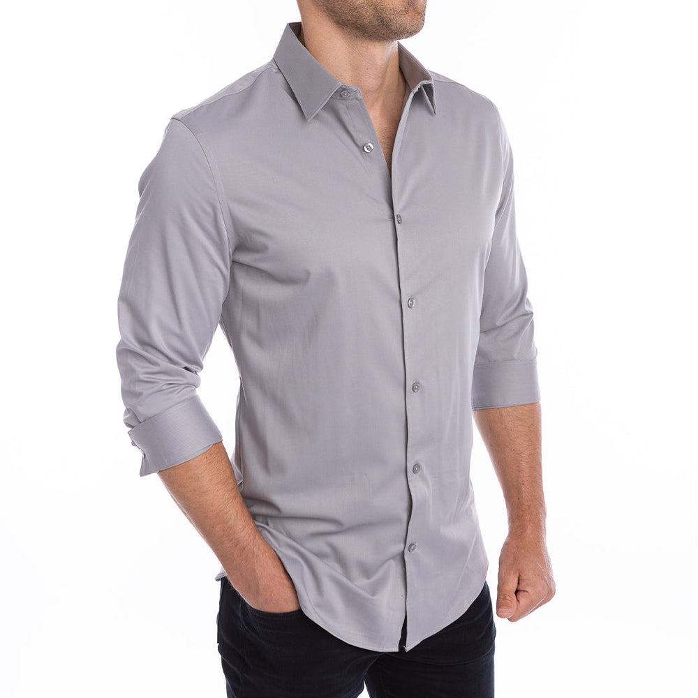 goTIELESS Ultimate Dress Shirt (Light Grey) Million Dollar Collar