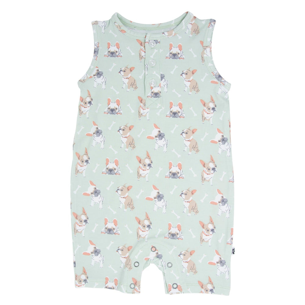 Mint Frenchie Puppy Tank Romper