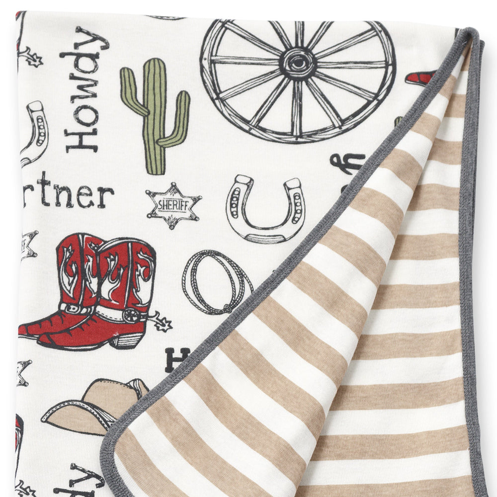Western Cowboy Howdy Partner Cotton Baby Stroller Blanket Tesa Babe
