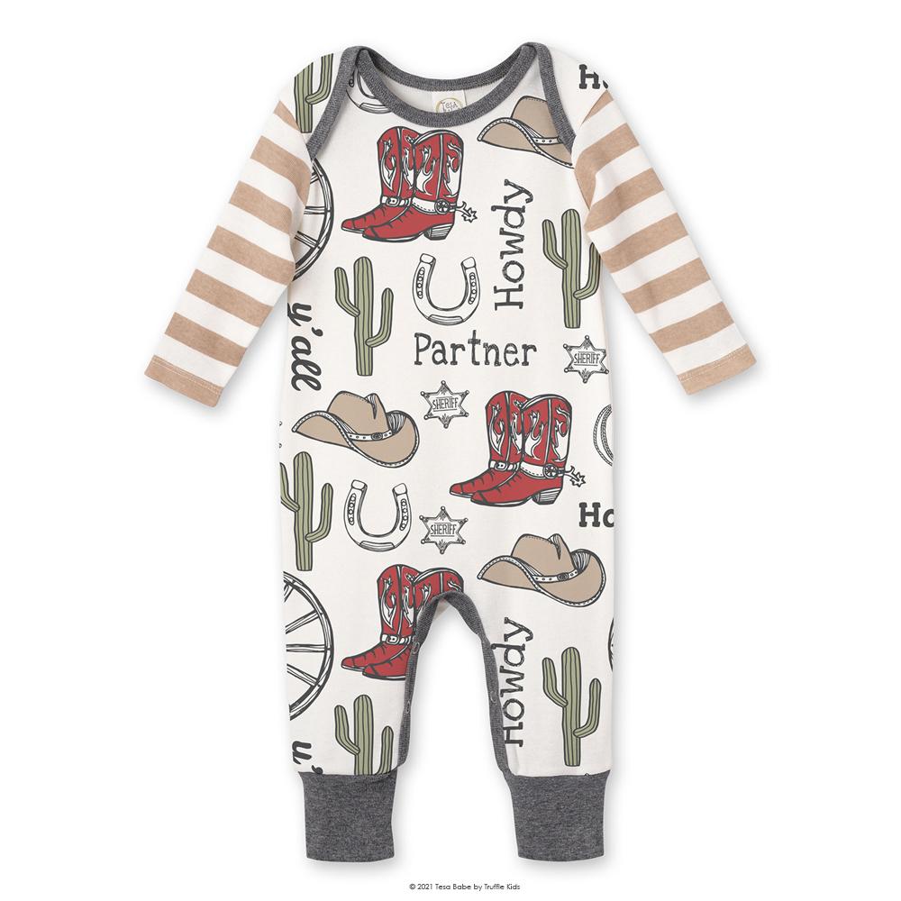 Western Cowboy Howdy Partner Cotton Romper Tesa Babe