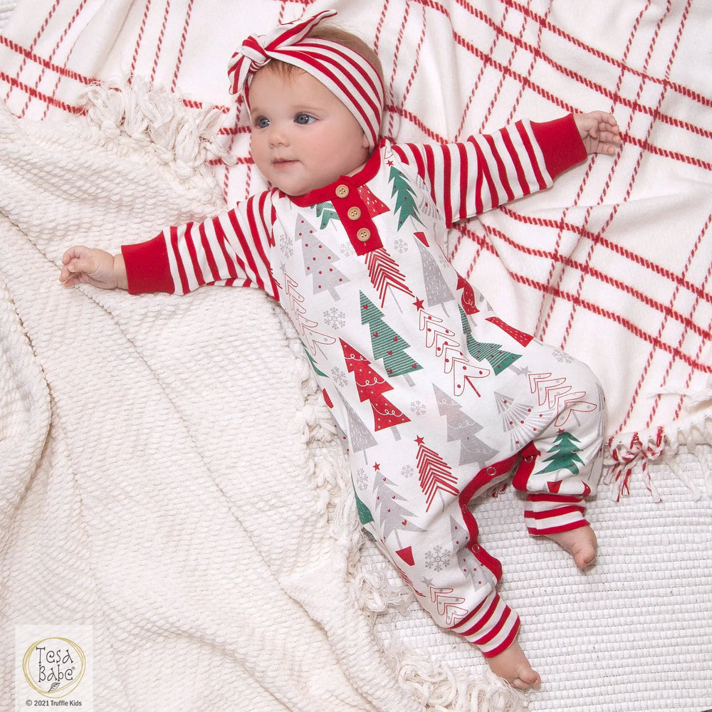 Christmas Tree Baby Romper – Soft Cotton Holiday Outfit Tesa Babe