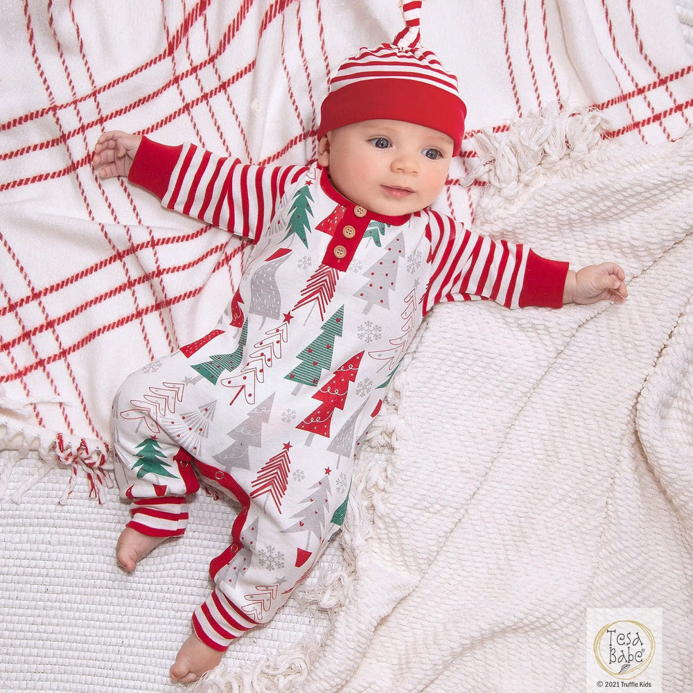 Christmas Tree Baby Romper – Soft Cotton Holiday Outfit Tesa Babe