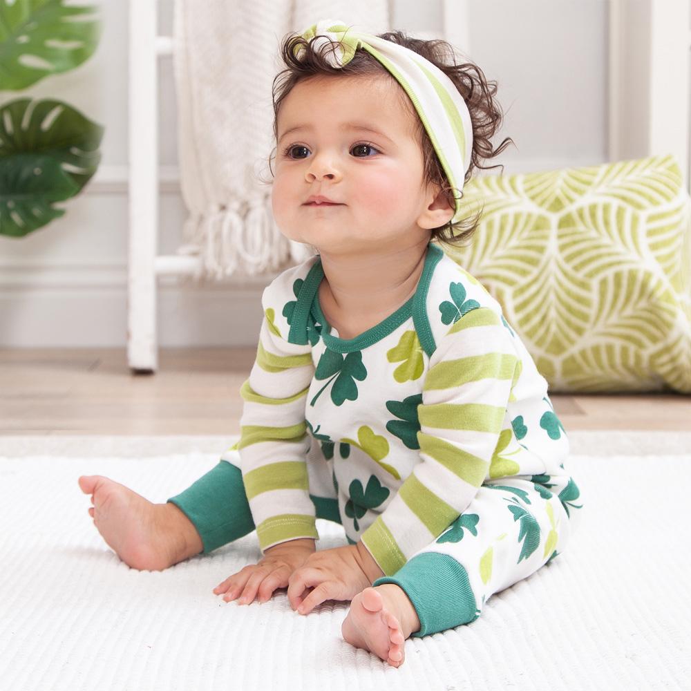 Baby's St. Patty's Shamrocks & Clovers Cotton Romper Tesa Babe