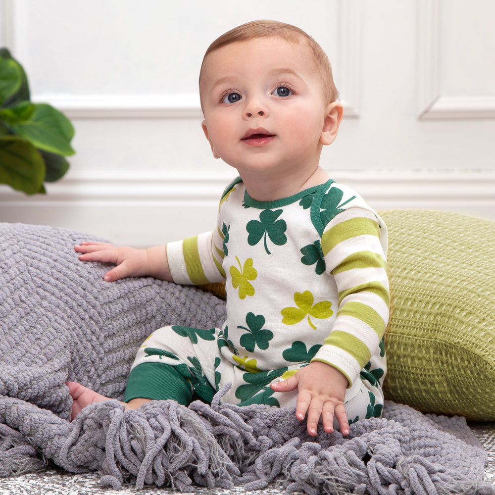 Baby's St. Patty's Shamrocks & Clovers Cotton Romper Tesa Babe