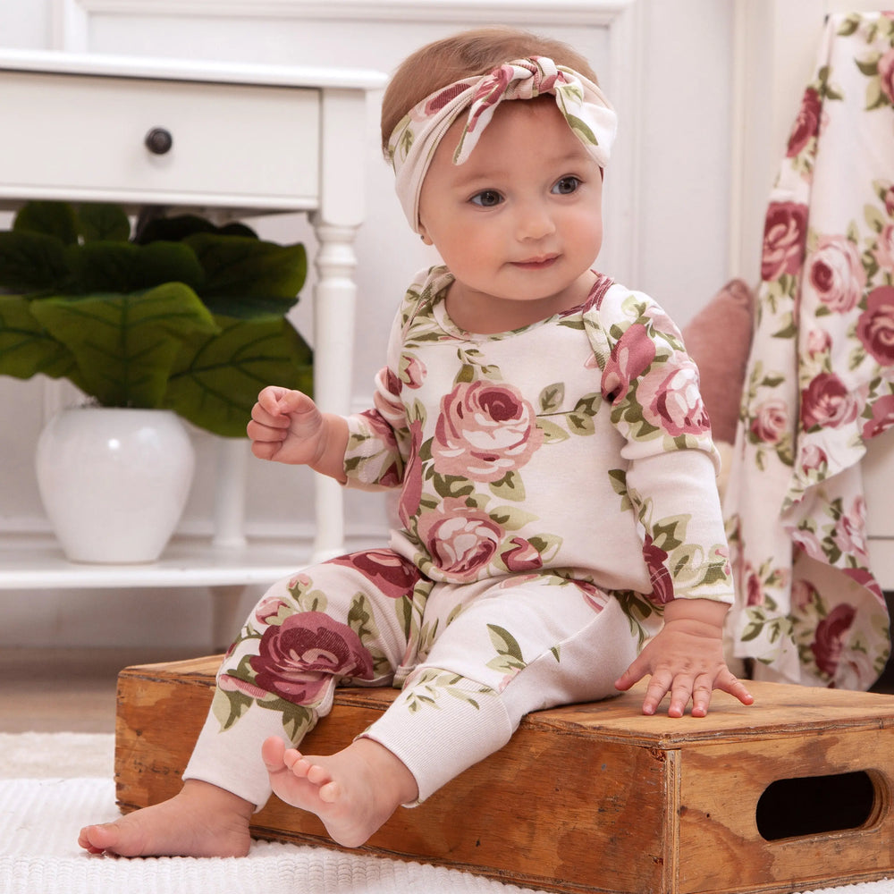 Baby Girl Cabbage Rose Cotton Romper Tesa Babe