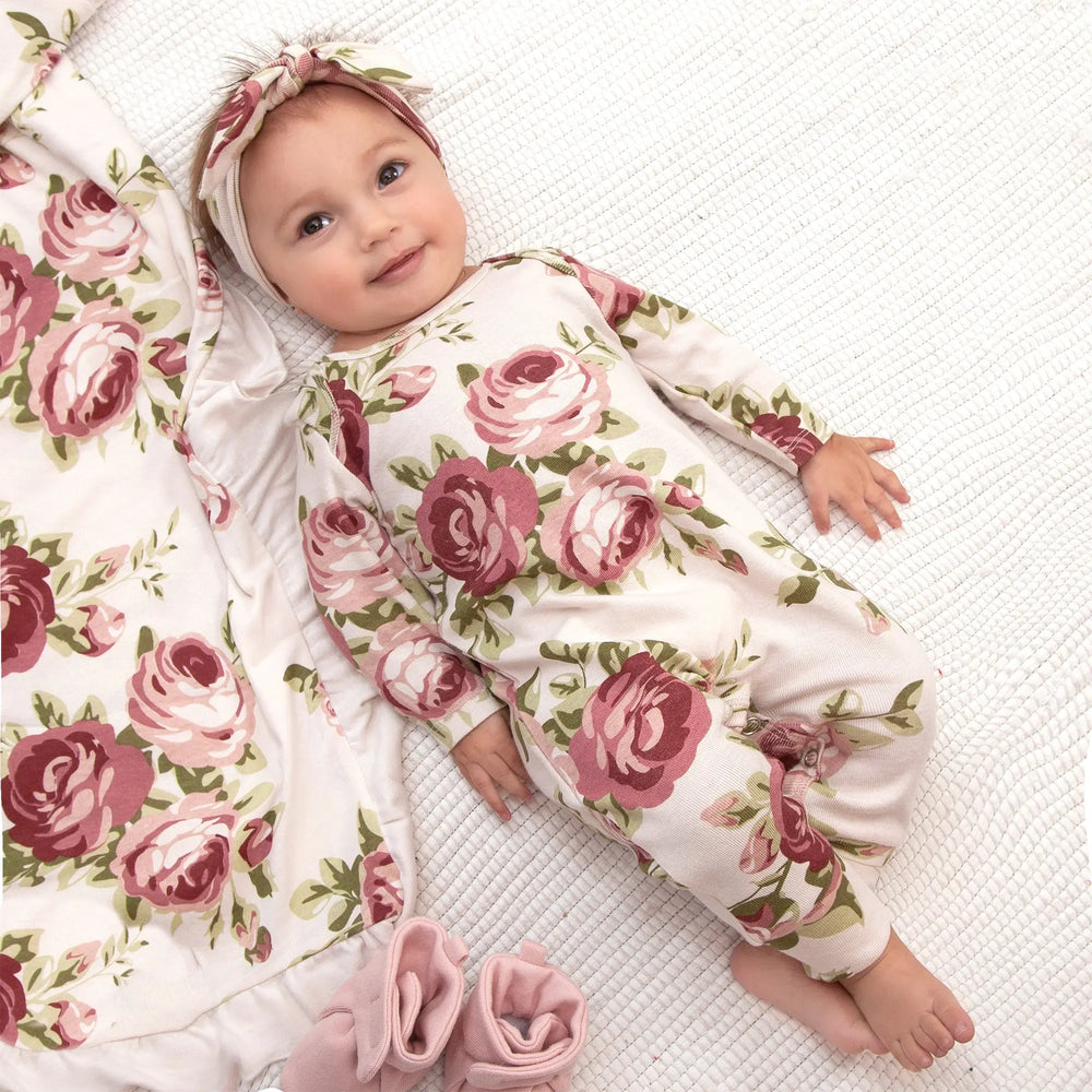 Baby Girl Cabbage Rose Cotton Romper Tesa Babe