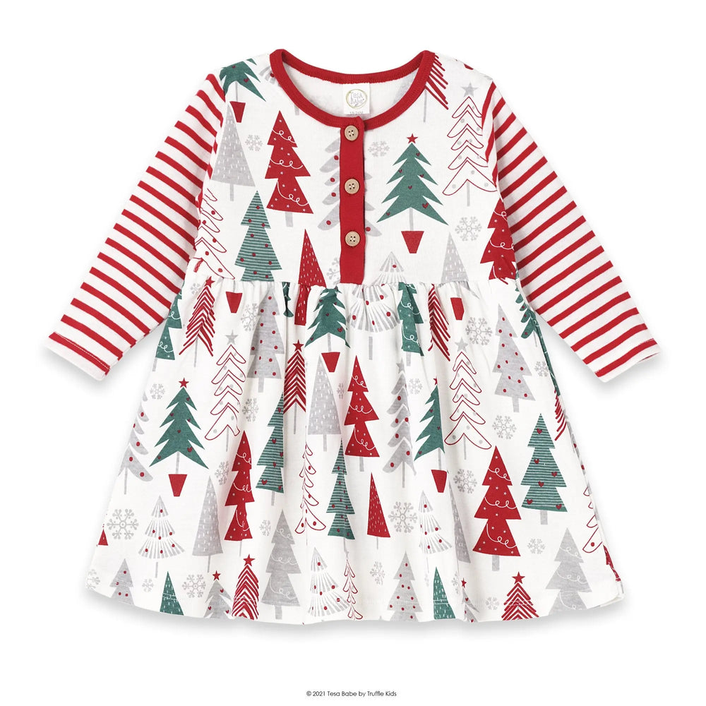 Baby Girl's Christmas Trees Cotton Dress Tesa Babe