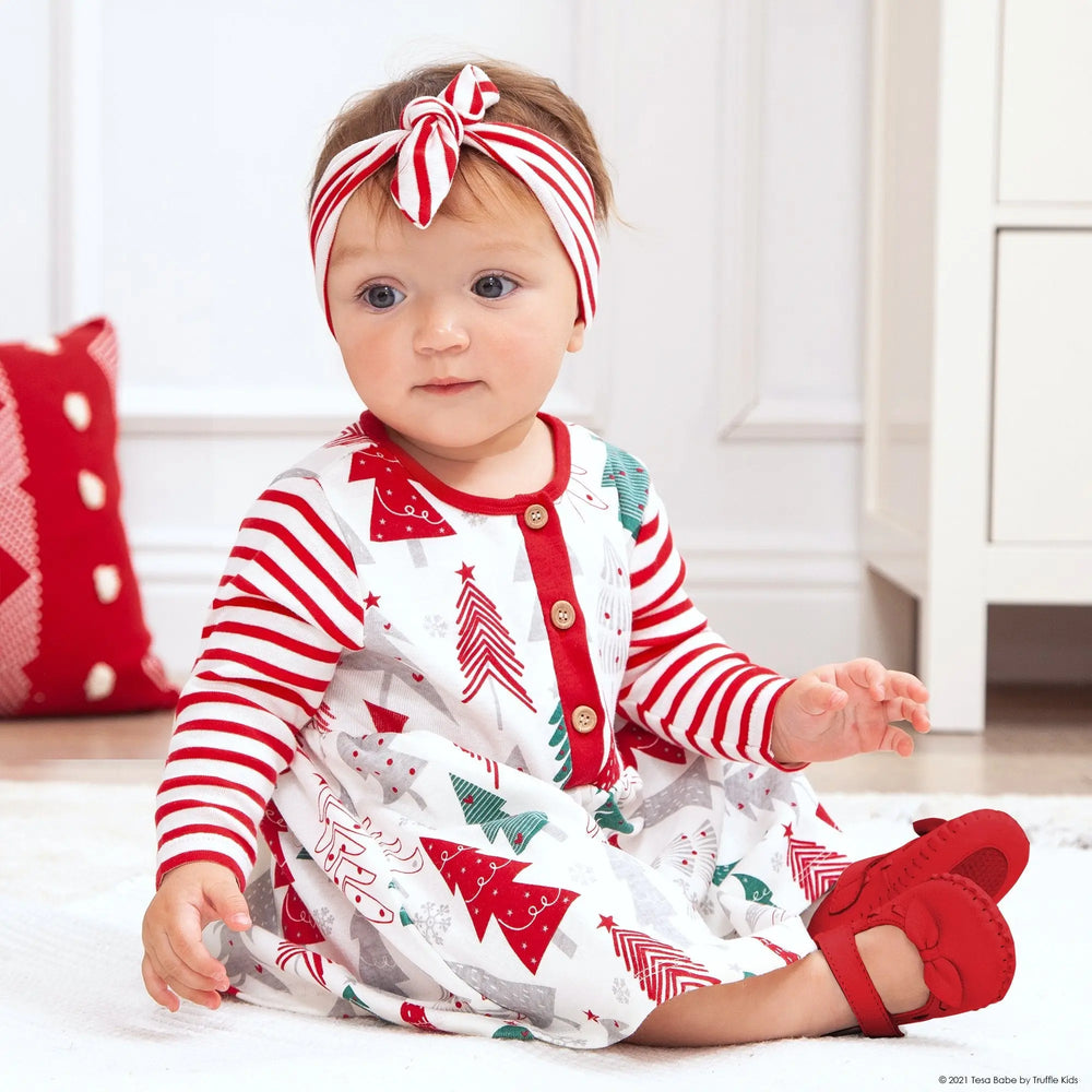 Baby Girl's Christmas Trees Cotton Dress Tesa Babe