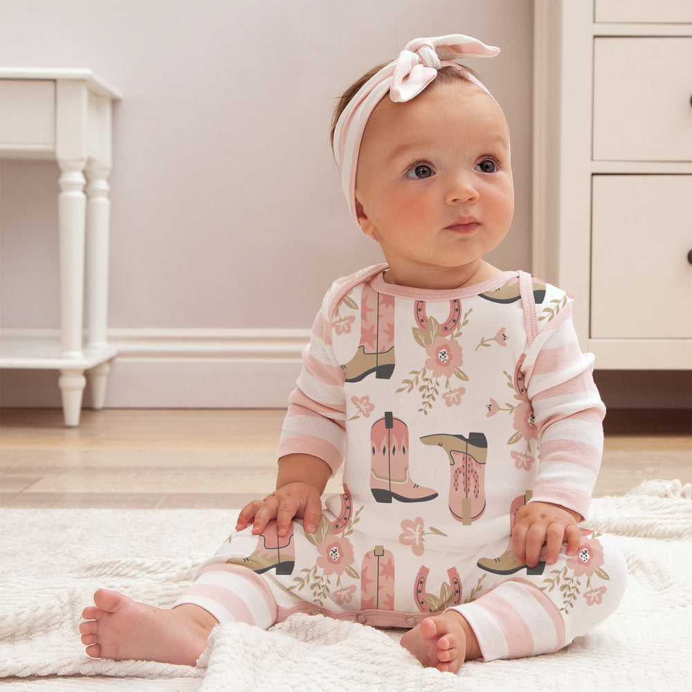 Western Cowgirl Boots Baby Cotton Romper Tesa Babe