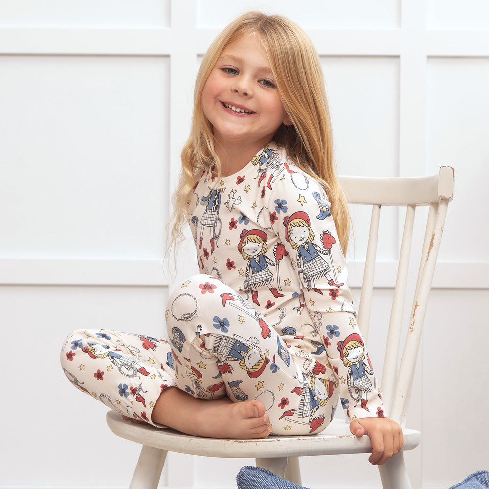 Girl's Cowgirl Western Bamboo Pajama Set 10Y & 12Y Tesa Babe
