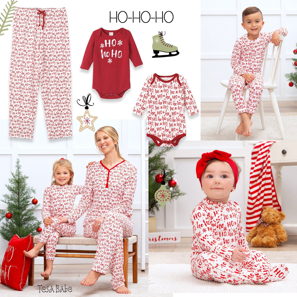 Christmas Ho-Ho-Ho Adult Bamboo Pajama Pants-Family Matching