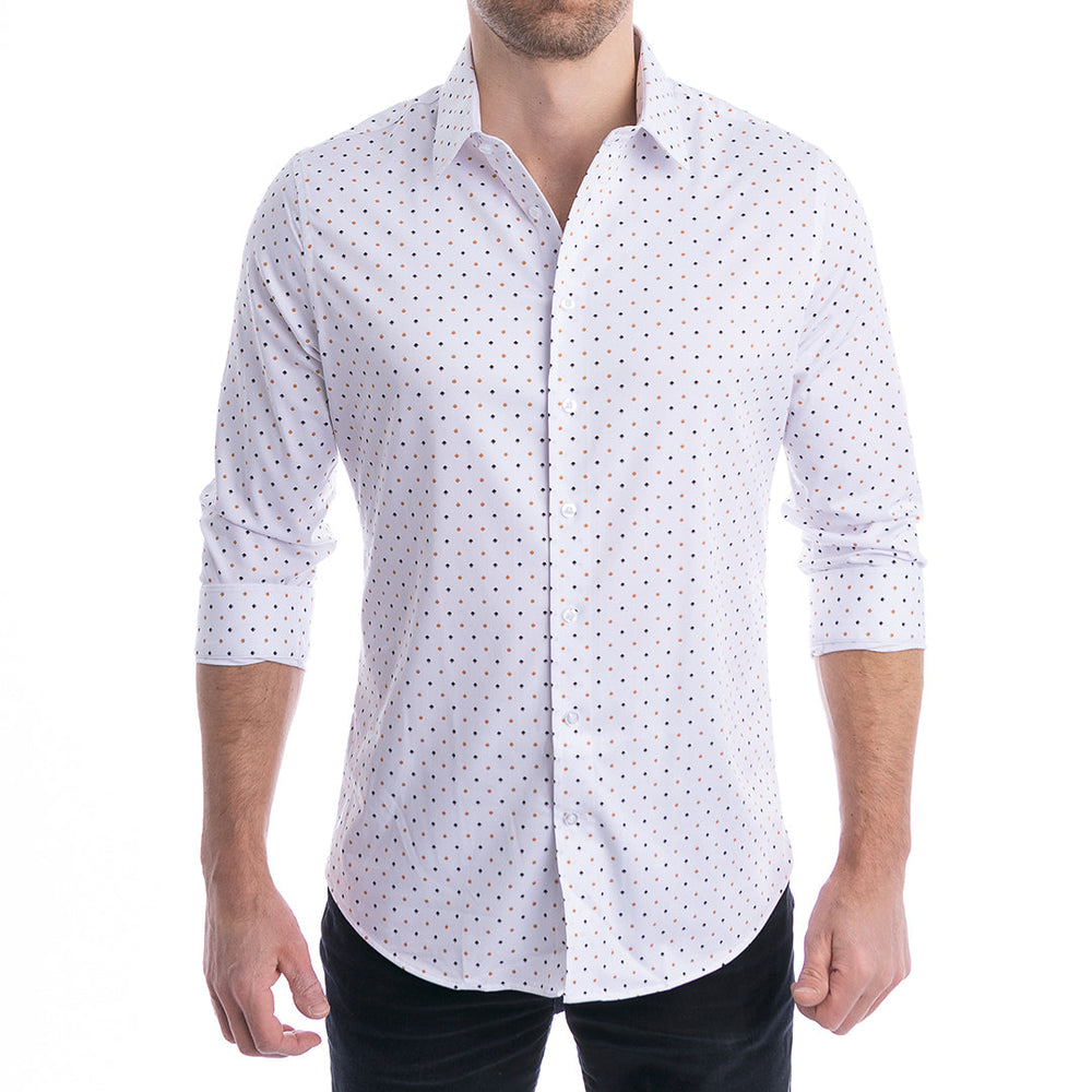 goTIELESS Ultimate Dress Shirt (White/Royal Palm) Million Dollar Collar