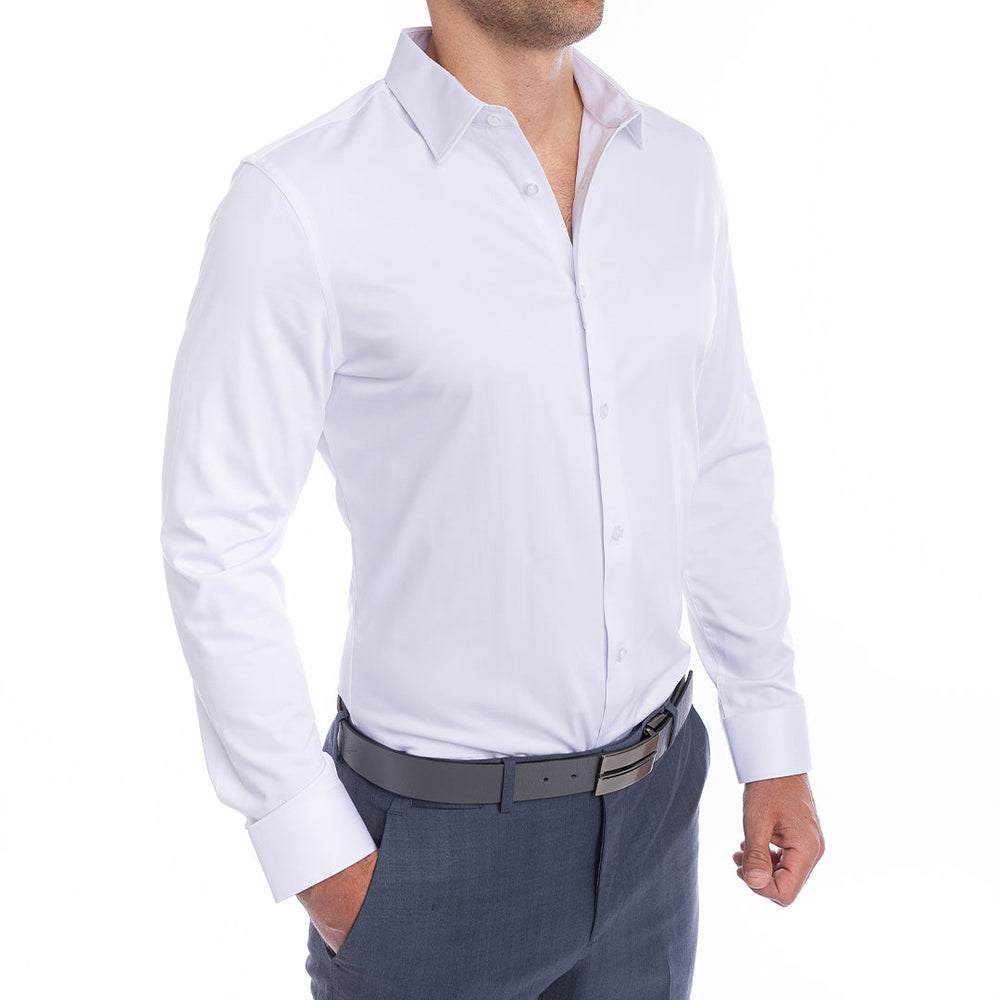 goTIELESS Ultimate Dress Shirt (White) Million Dollar Collar