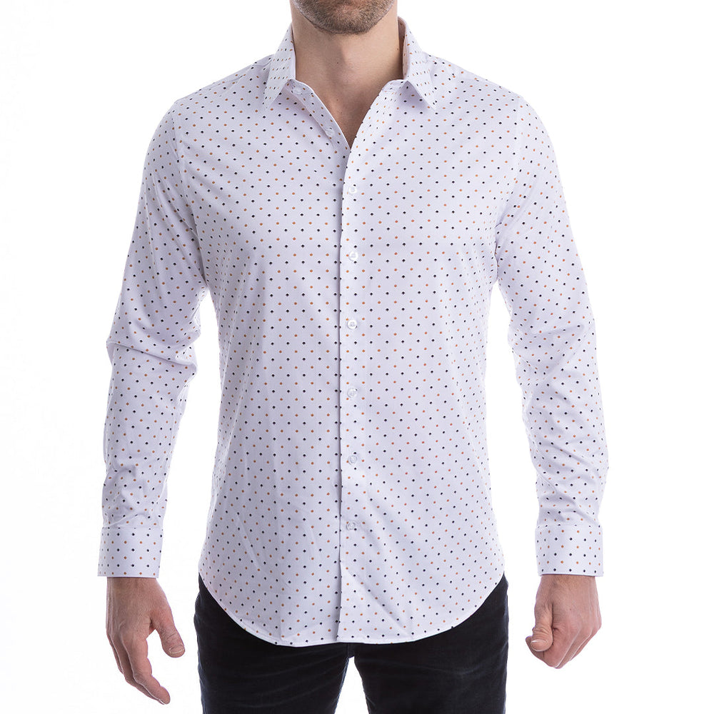 goTIELESS Ultimate Dress Shirt (White/Royal Palm) Million Dollar Collar