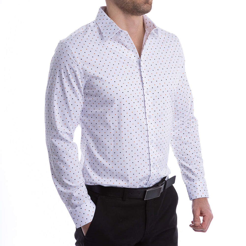 goTIELESS Ultimate Dress Shirt (White/Royal Palm) Million Dollar Collar