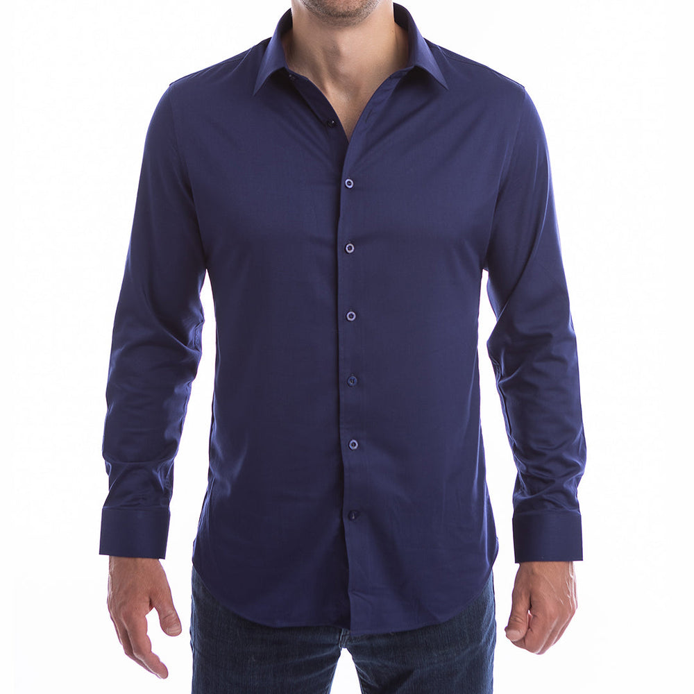 goTIELESS Ultimate Dress Shirt (Navy) Million Dollar Collar