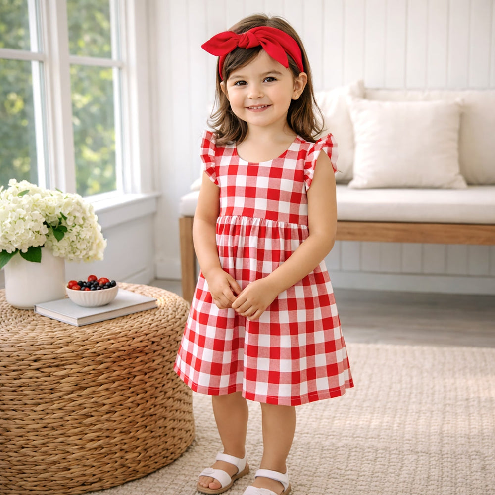 Picnic Plaid Soft Bamboo Summer Dress for Girls Tesa Babe