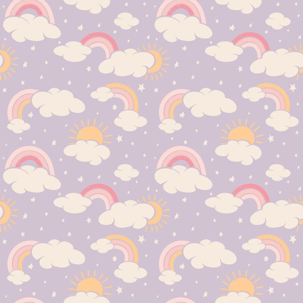 Lavender Rainbows and Clouds Zipper Footie